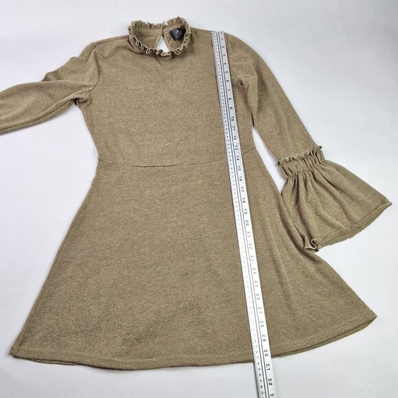 AX Paris Long-Sleeve Dress High Ruffled Collar & Bell Sleeves Size 10 Acadamia - Picture 6 of 10